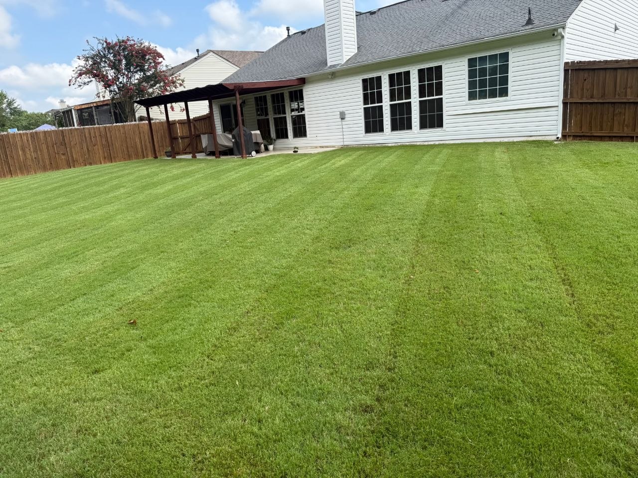 Professional lawn mowing with crisp stripes — Redwood Landscaping Slater-Marietta SC
